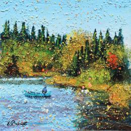 Painting Lac canadien by Dessapt Elika | Painting Impressionism Acrylic, Sand