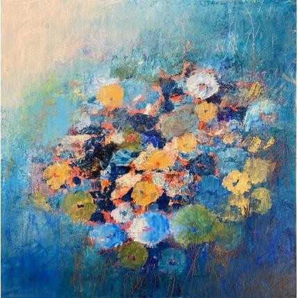 Peinture Je suis fleur bleue par Rocco Sophie | Tableau Art Singulier Acrylique, Collage, Sable