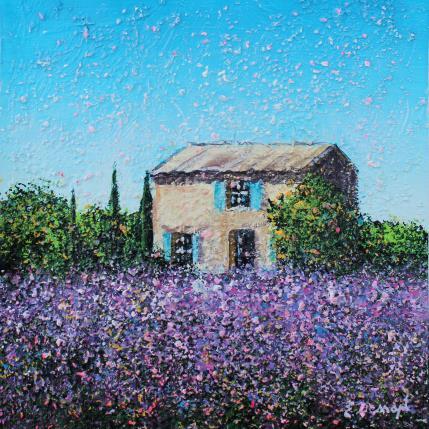 Peinture Parfum de Lavande par Dessapt Elika | Tableau Impressionnisme Acrylique, Sable