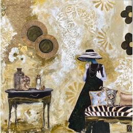 Painting L'étincelante by Romanelli Karine | Painting Figurative Acrylic, Gluing