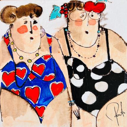 Peinture Virginia, Emma par Colombo Cécile | Tableau Art naïf Acrylique, Aquarelle, Collage, Encre, Pastel Portraits, Scènes de vie