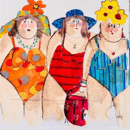 Peinture Berthe, Agnes, Adèle par Colombo Cécile | Tableau Art naïf Acrylique, Aquarelle, Collage, Encre, Pastel Portraits, Scènes de vie