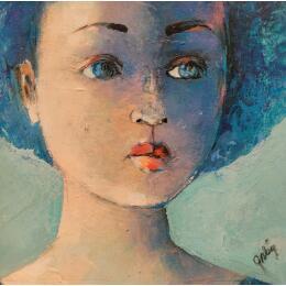 Painting ST M1 by Abiy | Painting Figurative Gluing, Oil Child, Portrait