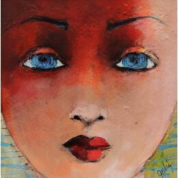 Painting ST M2 by Abiy | Painting Figurative Gluing, Oil Child, Portrait