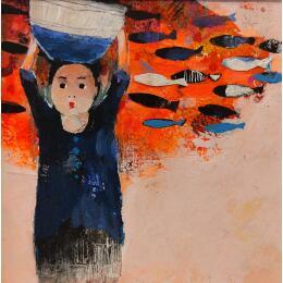 Painting ST M6 by Abiy | Painting Figurative Gluing, Oil Child, Life style