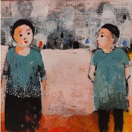 Painting ST M7 by Abiy | Painting Figurative Gluing, Oil Child, Life style