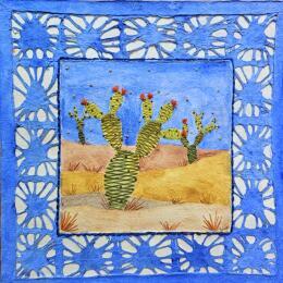 Peinture Nopales at night par Vazquez Laila | Tableau Figuratif Aquarelle, Textile Nature, Paysages