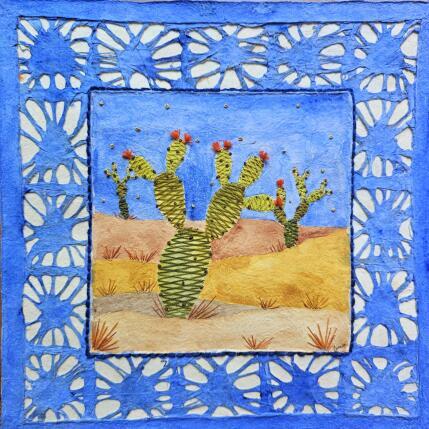 Peinture Nopales at night par Vazquez Laila | Tableau Figuratif Aquarelle, Textile Nature, Paysages