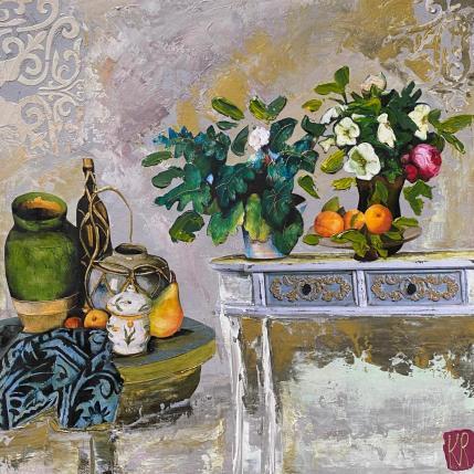 Peinture Le bel été par Romanelli Karine | Tableau Figuratif Acrylique, Collage, Feuille d'or, Papier, Pastel, Posca