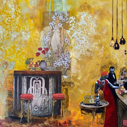 Peinture L'un contre l'autre par Romanelli Karine | Tableau Figuratif Acrylique, Collage Scènes de vie