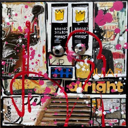 Peinture Basquiat (alright) par Costa Sophie | Tableau Pop-art Acrylique, Collage, Upcycling Icones Pop