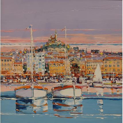 Peinture Reflets du Vieux Port par Corbière Liisa | Tableau Figuratif Huile Marine, Paysages