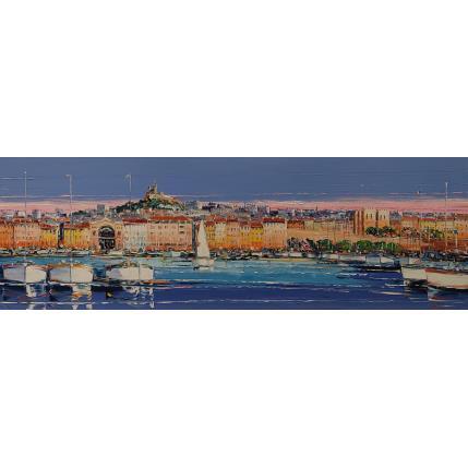 Painting La Bonne Mère et Vieux Port by Corbière Liisa | Painting Figurative Oil Landscapes