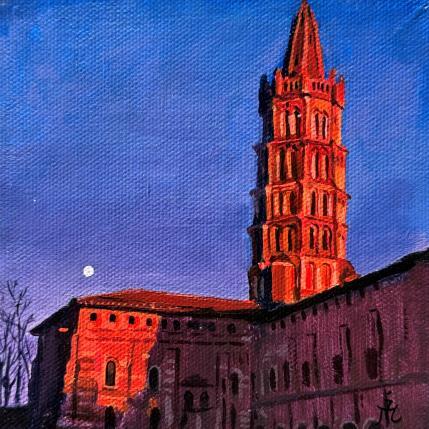 Peinture Basilique Saint Sernin  par Ion Manolachi | Tableau Figuratif Acrylique Architecture
