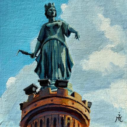 Peinture Colonne de la déesse  par Ion Manolachi | Tableau Figuratif Acrylique Architecture, Urbain