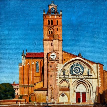 Peinture Cathédrale Saint-Etienne par Ion Manolachi | Tableau Figuratif Acrylique Architecture, Urbain