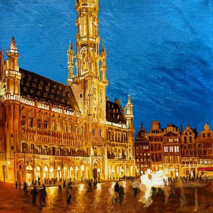 Peinture La grande place  par Ion Manolachi | Tableau Figuratif Acrylique Architecture, Urbain