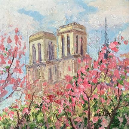 Peinture Notre-Dame de Paris au printemps par Dontu Grigore | Tableau Figuratif Huile Urbain