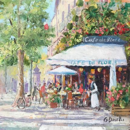Peinture Le café de Flore en été  par Dontu Grigore | Tableau Figuratif Huile Urbain