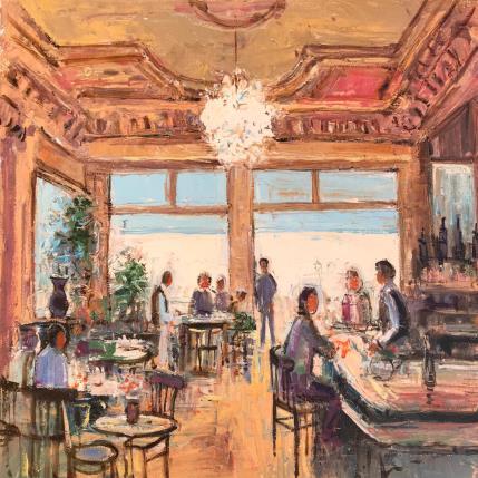 Peinture Intérieur du café typique français  par Dontu Grigore | Tableau Figuratif Huile Urbain