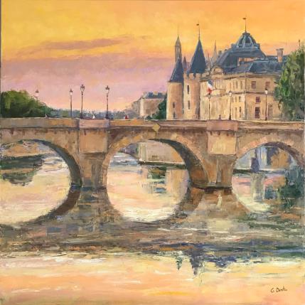 Peinture Le Pont Neuf en crépuscule  par Dontu Grigore | Tableau Figuratif Huile Urbain