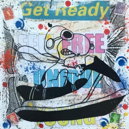 Peinture Snoopy jet ski par Kikayou | Tableau Pop-art Acrylique, Collage, Graffiti Icones Pop