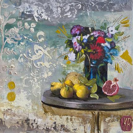 Painting Les beaux jours  by Romanelli Karine | Painting Figurative Acrylic, Gluing, Paper, Pastel, Posca Still-life