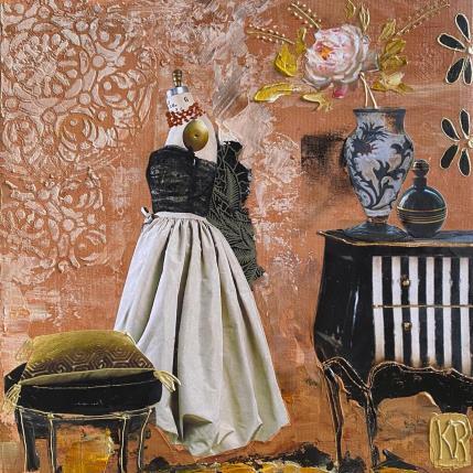 Painting Pour Carla  by Romanelli Karine | Painting Figurative Acrylic, Gluing, Paper, Pastel, Posca Mode