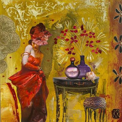Painting Carmen  by Romanelli Karine | Painting Figurative Acrylic, Gluing, Gold leaf, Paper, Pastel, Posca Life style