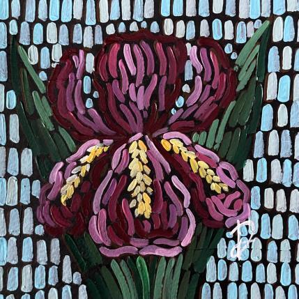 Peinture Iris bordeaux par Dmitrieva Daria | Tableau Impressionnisme Acrylique Nature