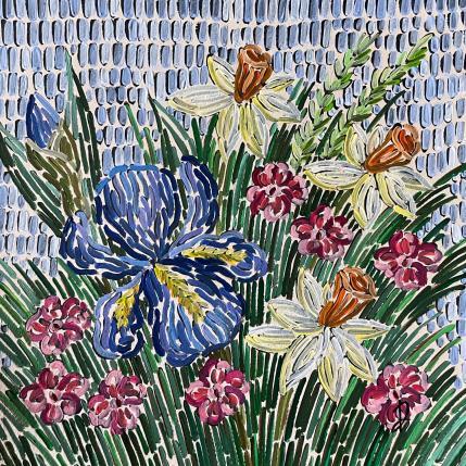 Peinture Iris&narcisses par Dmitrieva Daria | Tableau Impressionnisme Acrylique Nature