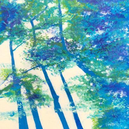 Peinture Feuillage bleu par Fièvre Véronique | Tableau Figuratif Acrylique Nature