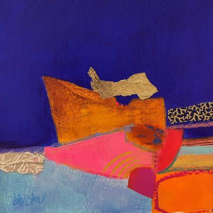 Painting Barque rosée by Lau Blou | Painting Abstract Acrylic, Gluing, Gold leaf