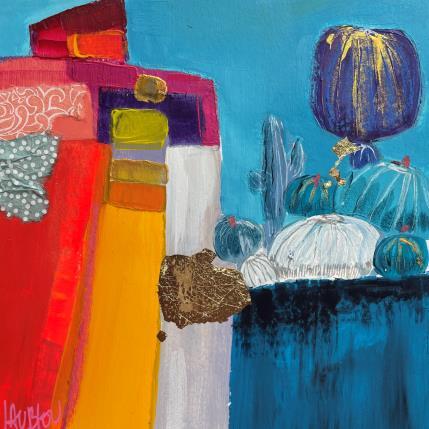 Painting Cactus et couleurs by Lau Blou | Painting Abstract Acrylic, Cardboard, Gluing