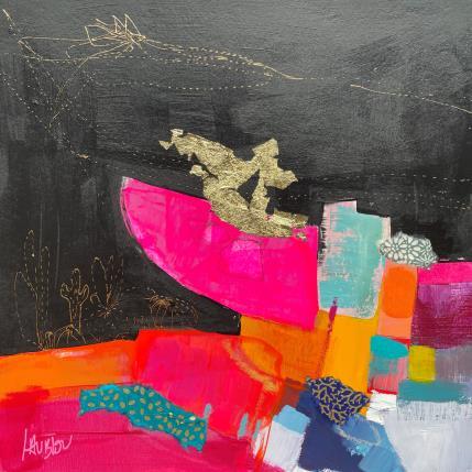 Painting Chemin dans le ciel by Lau Blou | Painting Abstract Acrylic, Gluing, Gold leaf, Pastel Landscapes, Pop icons