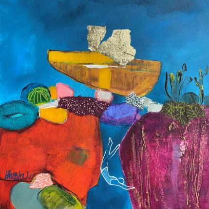 Painting La faille by Lau Blou | Painting Abstract Acrylic, Gluing, Gold leaf, Pastel Landscapes, Pop icons