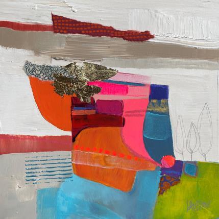 Painting La source du désert by Lau Blou | Painting Abstract Acrylic, Gluing, Gold leaf, Paper, Pastel Landscapes, Pop icons