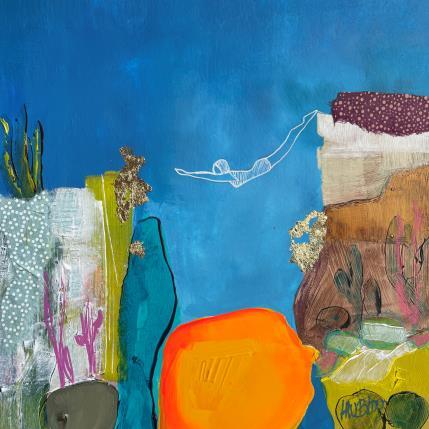 Painting Le trésor lumineux by Lau Blou | Painting Abstract Acrylic, Gluing, Gold leaf, Paper, Pastel Pop icons