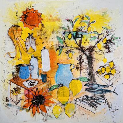 Peinture English yellow par Colombo Cécile | Tableau Art naïf Acrylique, Aquarelle, Collage, Encre, Pastel Nature, Paysages, Scènes de vie