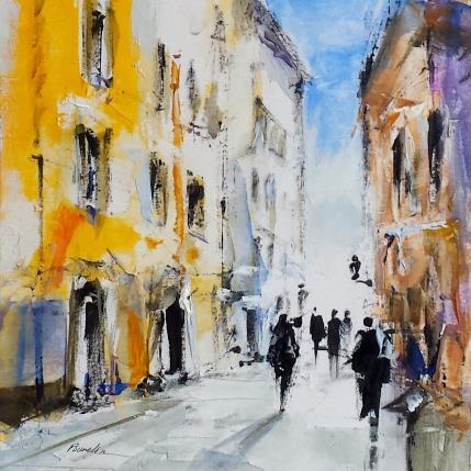 Peinture ruelle ocre par Poumelin Richard | Tableau Figuratif Huile Nature