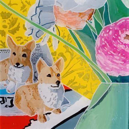 Peinture A Mayfair, Liz préférait les renoncules par Auriol Philippe | Tableau Figuratif Acrylique, Plexiglas, Posca Natures mortes