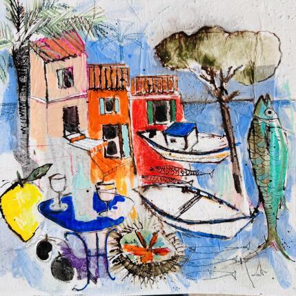 Peinture Encrage marin par Colombo Cécile | Tableau Art naïf Acrylique, Aquarelle, Collage, Encre, Pastel Nature, Paysages, Scènes de vie