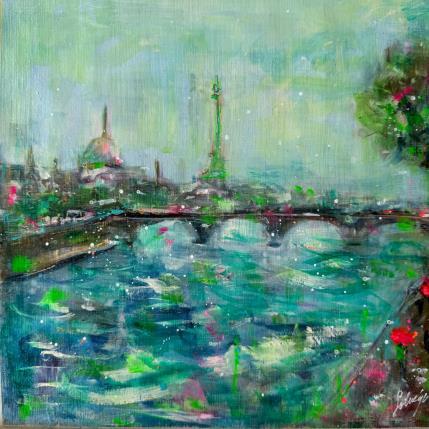 Peinture Sur les quais parisiens  par Solveiga | Tableau  Acrylique