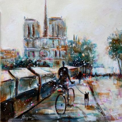 Peinture Sur ma bicyclette  par Solveiga | Tableau  Acrylique