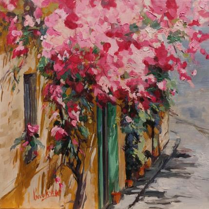 Peinture La porte verte par Brooksby | Tableau Figuratif Huile Architecture, Nature, Paysages