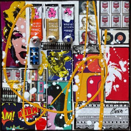 Painting Tribute to Warhol by Costa Sophie | Painting Pop-art Acrylic, Gluing, Upcycling Pop icons