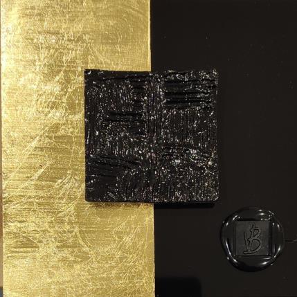 Gemälde Quito von Bauquel Véronique | Gemälde Abstrakt Acryl, Blattgold, Collage, Holz Minimalistisch