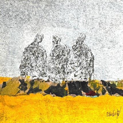 Peinture Pause ensoleillée par Escolier Odile | Tableau Figuratif Acrylique Minimaliste, Scènes de vie, Société