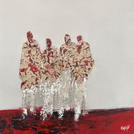 Peinture La joie d'être ensemble par Escolier Odile | Tableau Figuratif Acrylique, Collage, Papier, Pigments, Sable Minimaliste, Scènes de vie