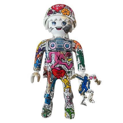 Sculpture PLAYMOBIL XXL KEITH HARING 63cm et son accessoire  par Frany La Chipie | Sculpture Pop-art Graffiti, Posca Icones Pop